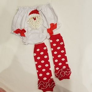 Mud pie Christmas bloomer and leg warmer set